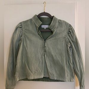 Something Navy green jean shirt